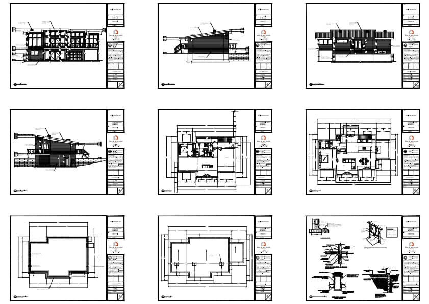 dessins techniques architecture résidence moderne élévations coupes