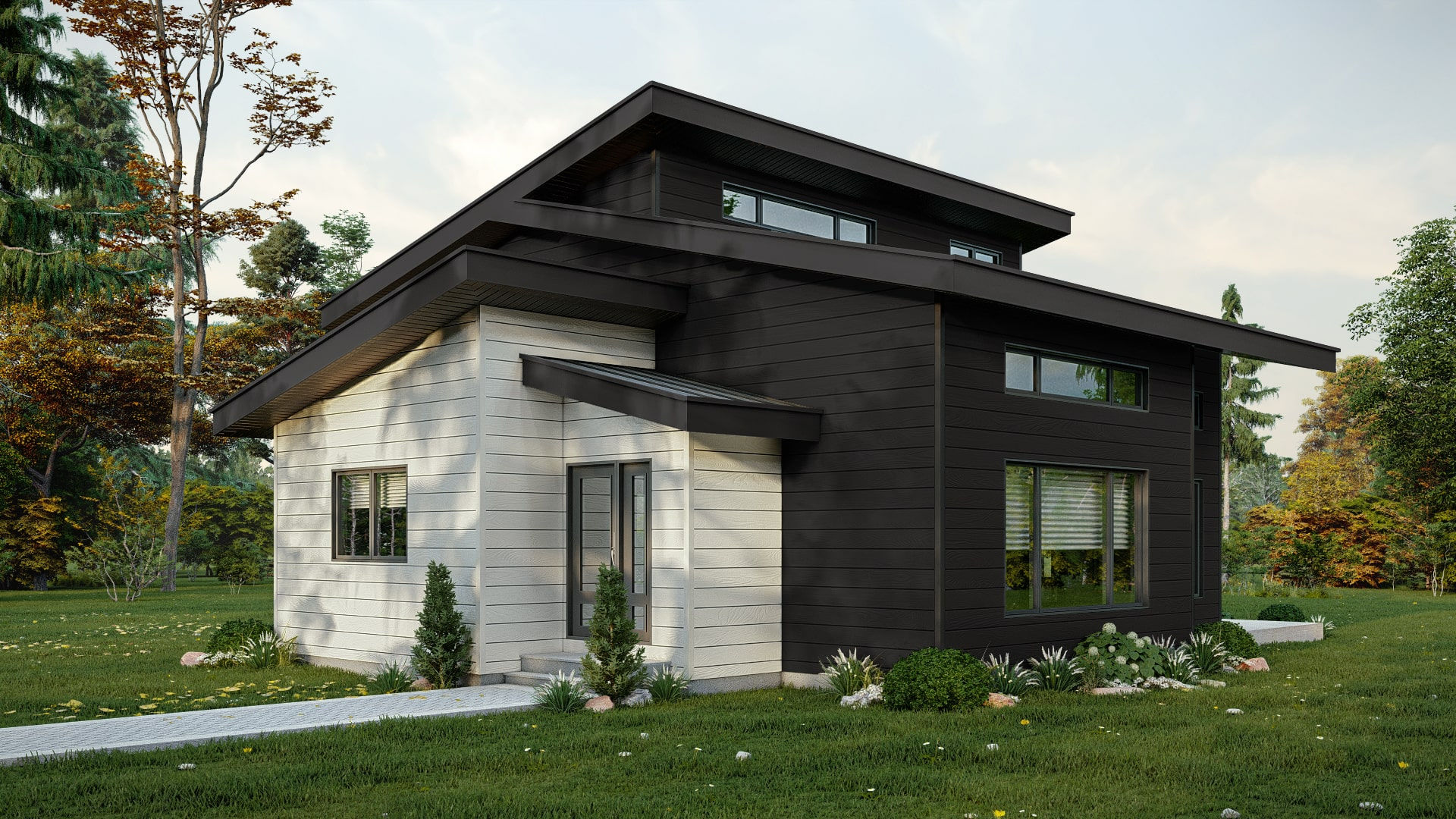 Plan de maison moderne de 3 chambres à étage - Extérieur avant