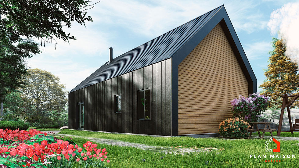 Miniature : Plan de maison scandinave de plain-pied - Extérieur arrière