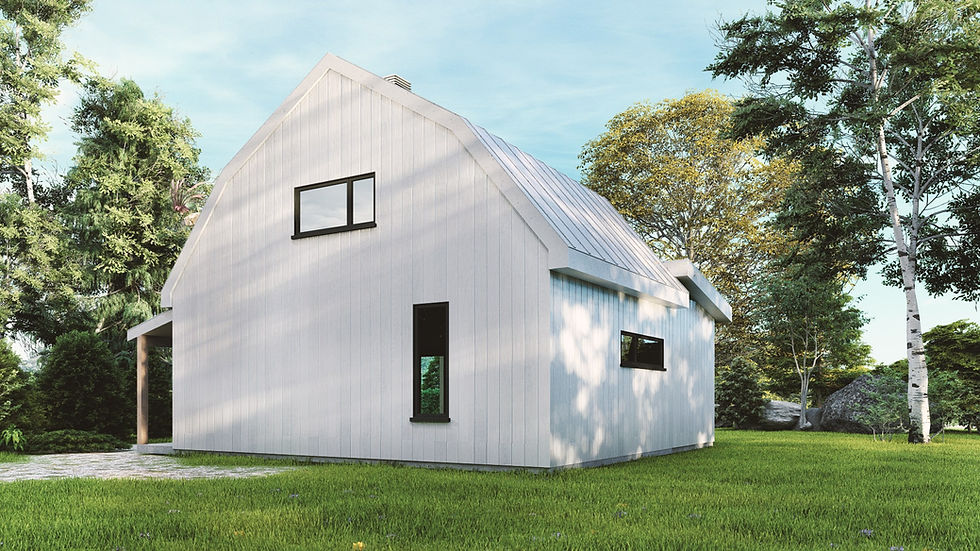 Thumbnail: Plan de petite maison de 2 chambres avec étage - Extérieur arrière 2