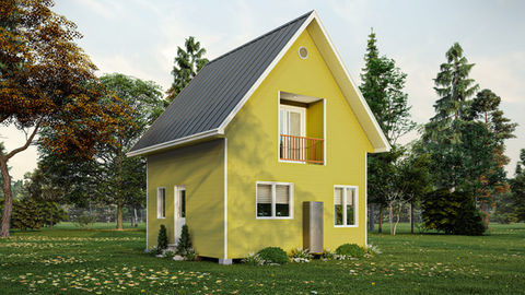 micro maison scandinave toit pente façade moderne