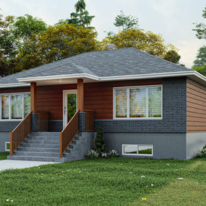 Illustration architecturale de la façade avant d'un bungalow résidentiel