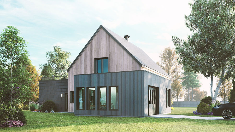 Miniature : Plan de maison contemporaine avec toit terrasse - Extérieur arrière