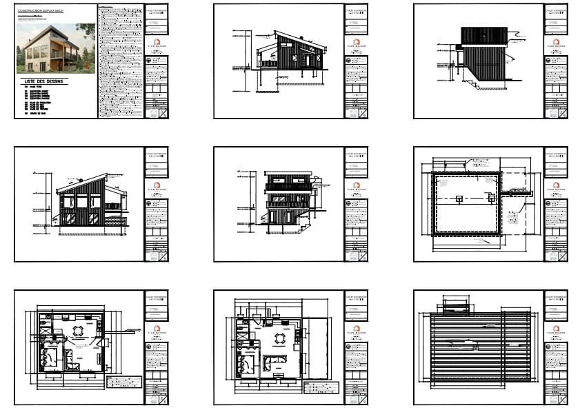Plans techniques complets d’un duplex contemporain avec deux logements