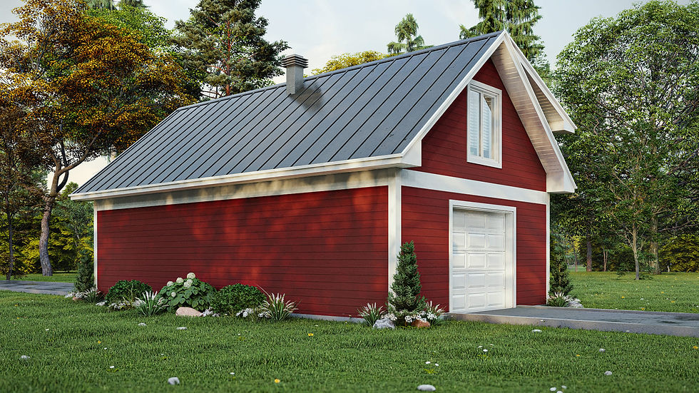 Plan de garage double rustique avec mezzanine - Extérieur arrière