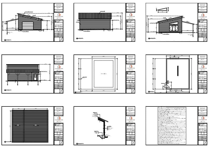 plans techniques garage détaché moderne avec carport