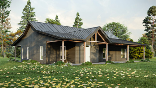 Plan de maison farmhouse de plain-pied | Plan Maison Québec