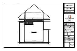 Plan technique de toiture habitable avec coupe transversale, dimensions et accès par escalier.