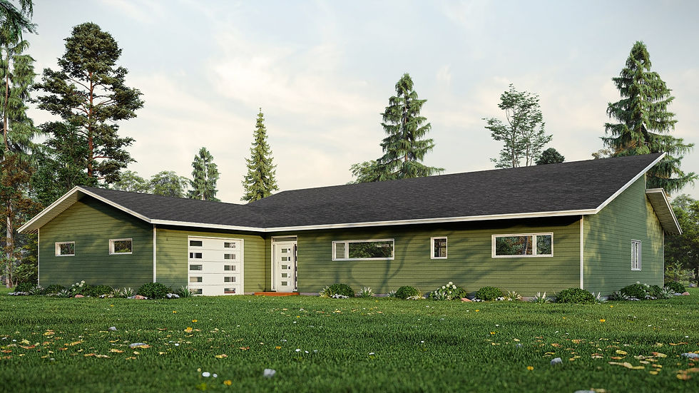 Plan de maison moderne plain-pied - Extérieur avant