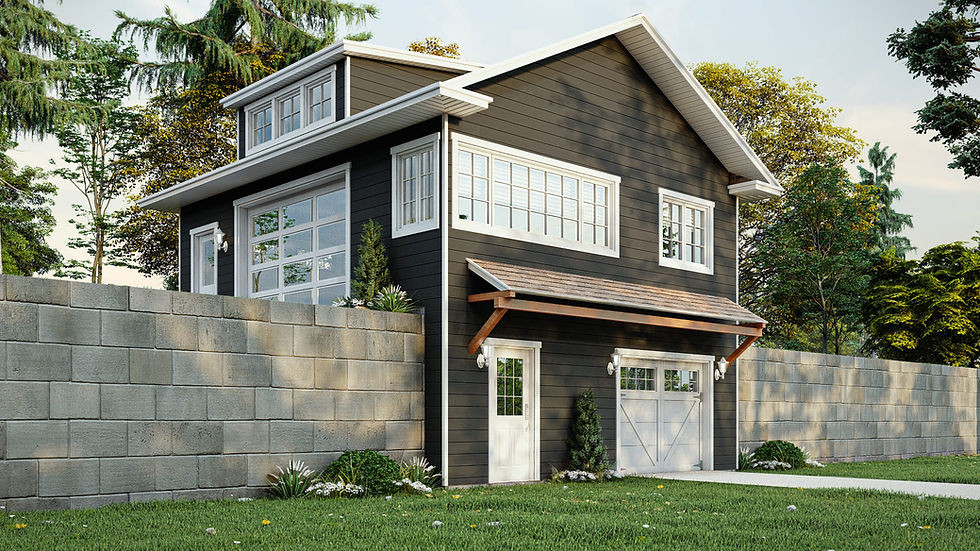 plan de garage détaché farmhouse avec sous-sol aménagé - Extérieur arrière