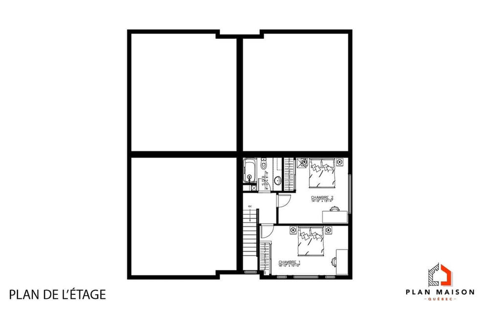 Étage d’un immeuble farmhouse comprenant quatre logements de deux chambres