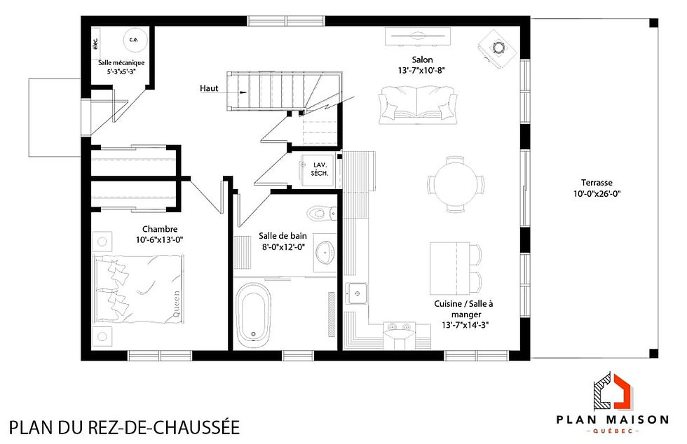 Miniature : Plan de chalet économique - Plan du rez-de-chaussée