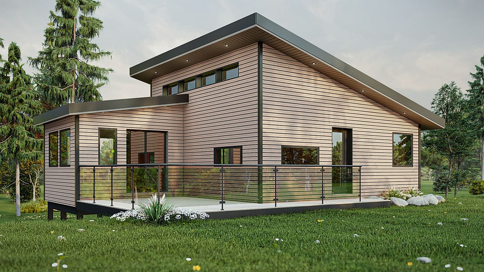 Plan maison avec sous-sol semi-enterré - Extérieur arrière