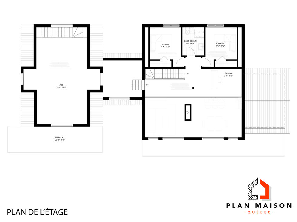 Plan étage maison contemporaine mezzanine architecture moderne