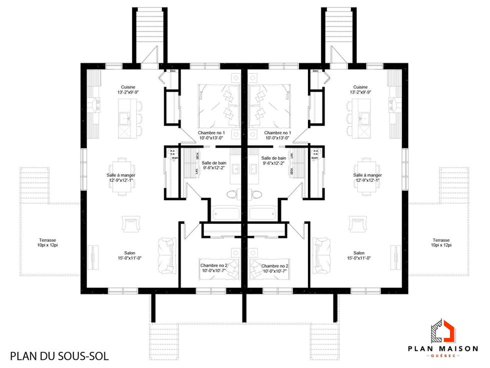Aménagement intérieur d’un quadruplex champêtre contemporain au niveau inférieur
