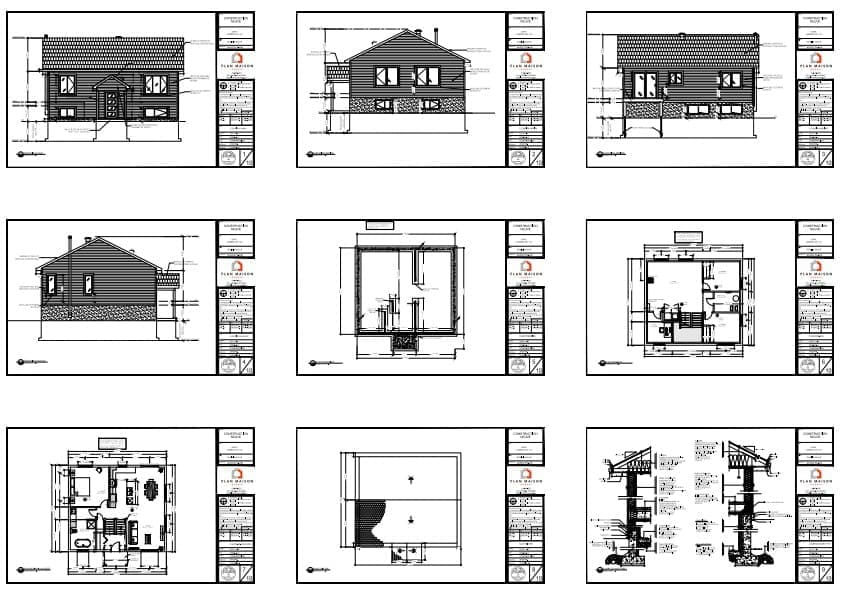 maison compacte plans architecture coupe elevation details