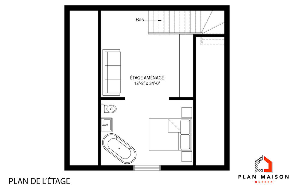 Thumbnail: Plan garage avec loft - Plan du rez-de-chaussée