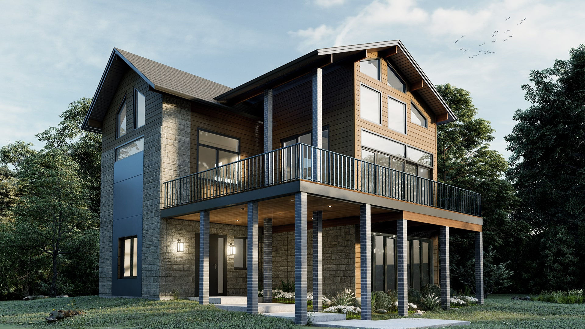 Modèle de maison en L - Extérieur avant