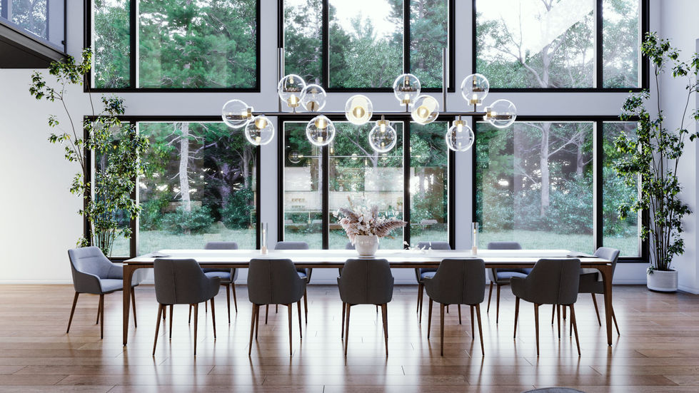 Salle à manger moderne dans une maison bi générationnelle