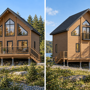 Chalet scandinave avec étage évolutif, terrasse et balcon