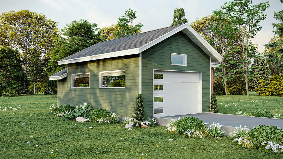 Plan de garage détaché avec salle d’eau et terrasse couverte - Extérieur avant
