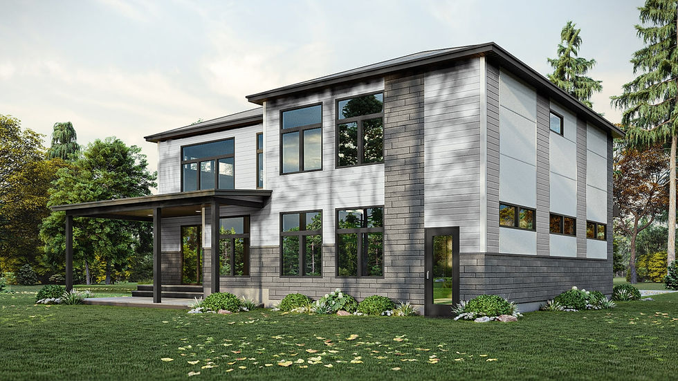 Plan maison moderne 3 chambres - Extérieur arrière