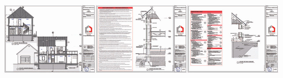 coupe technique chalet contemporain à toit cathédrale avec grande terrasse
