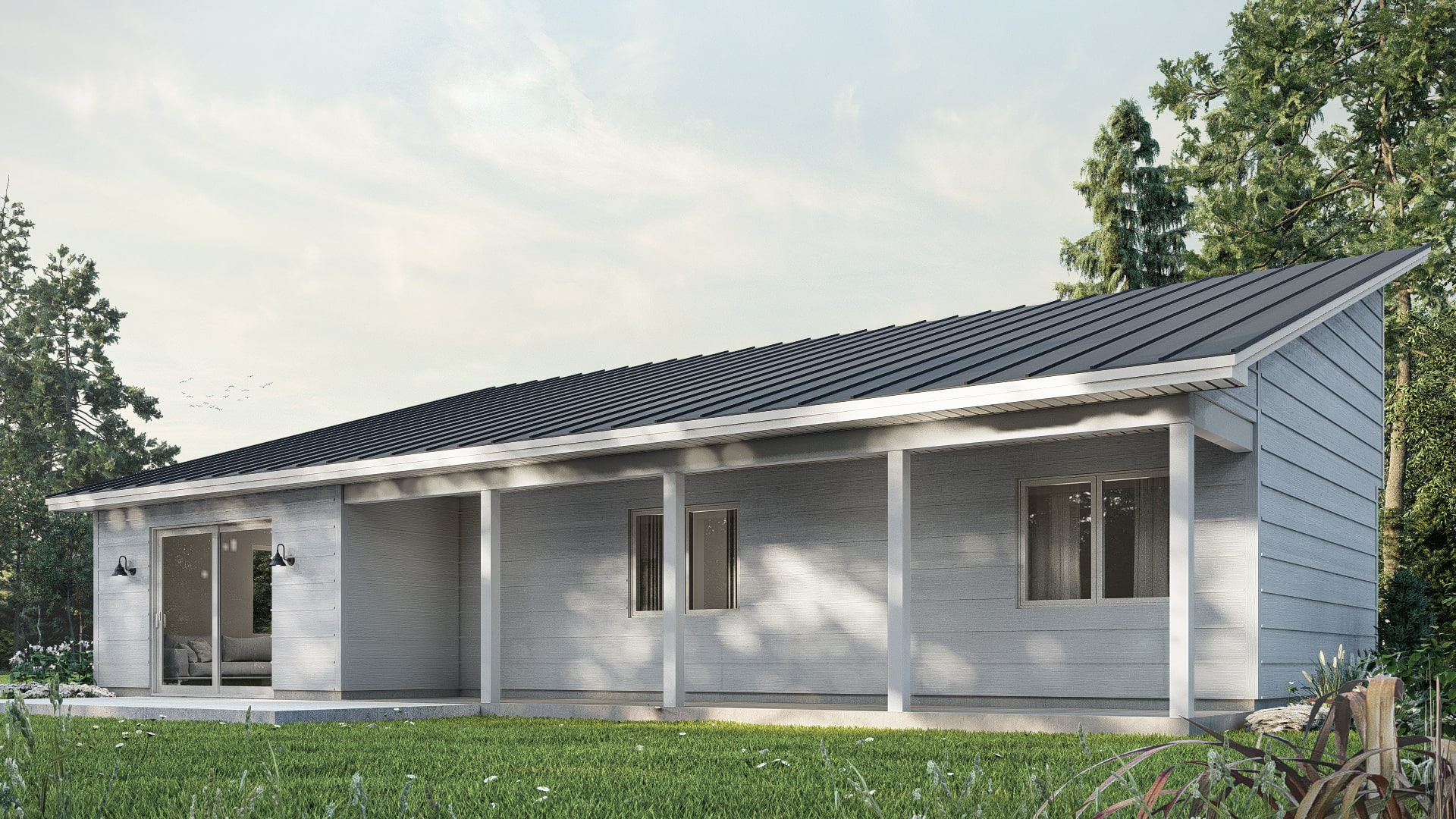 Plan maison toit monopente - Extérieur avant