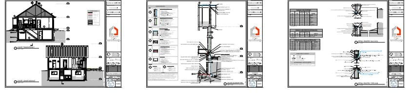 résidence contemporaine compacte détails architecturaux coupe mur structure
