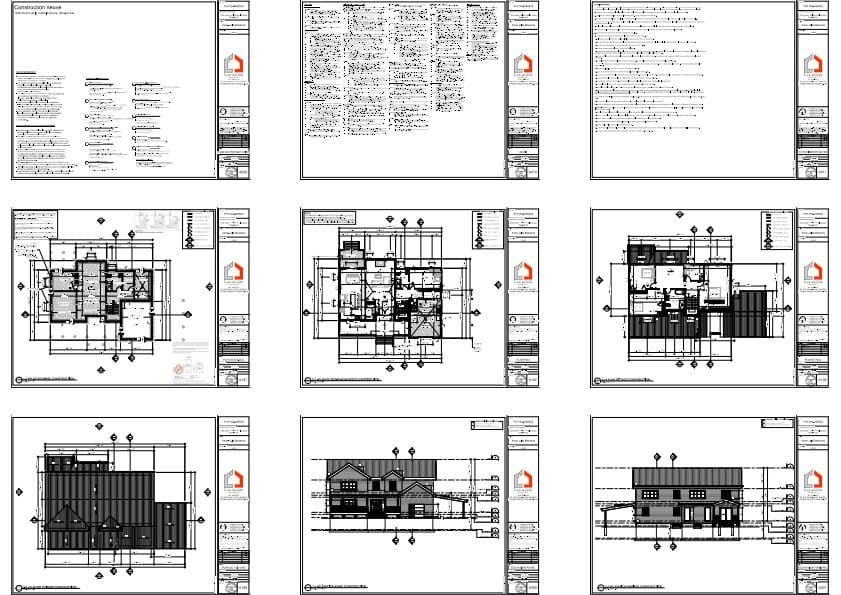 Plans techniques maison moderne construction élévations et coupes