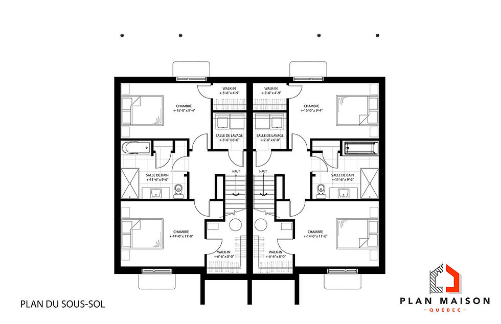 Miniature : Plan de maison jumelée - Plan du sous-sol