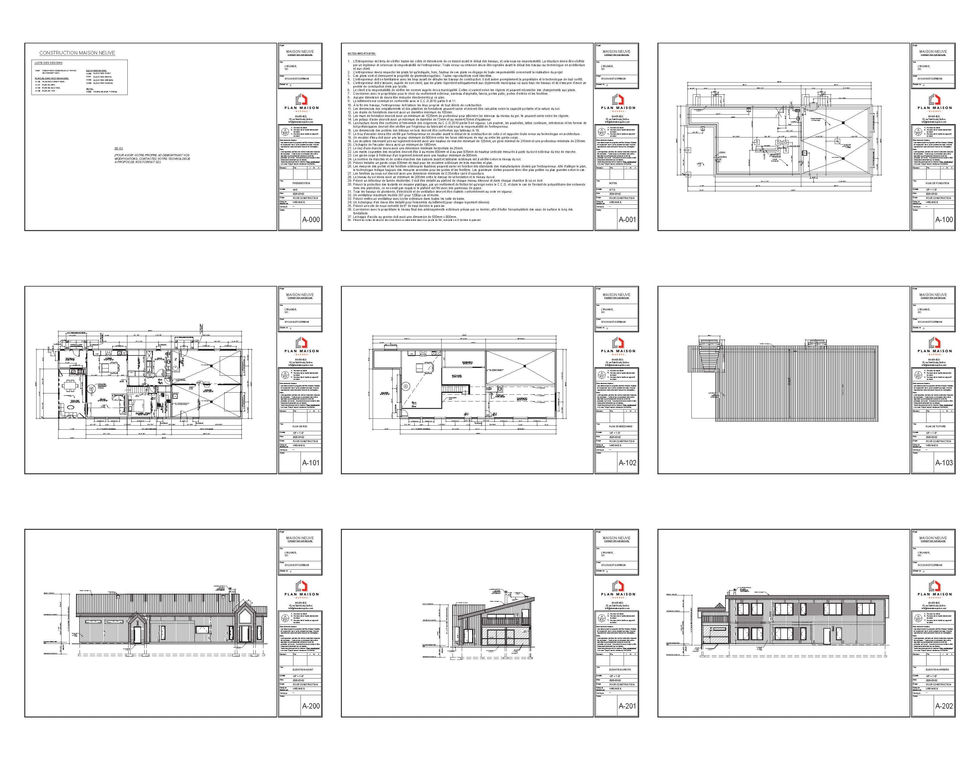 Plans techniques résidence nordique contemporaine avec mezzanine