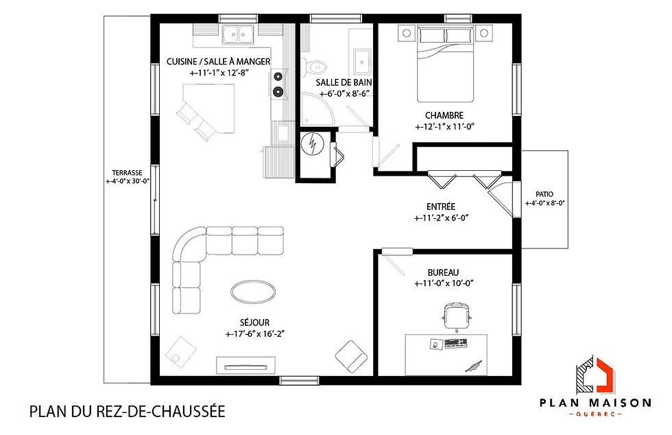 Miniature : Plan de chalet rustique sur pieux - Plan du rez-de-chaussée