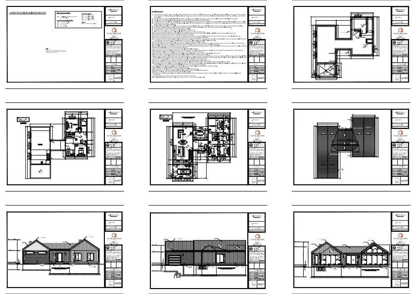 Plans techniques complets d’une maison contemporaine noire au Québec