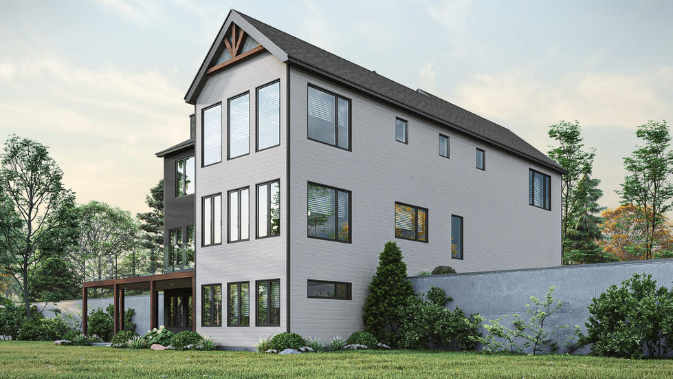maison contemporaine rez-de-jardin vue arrière moderne