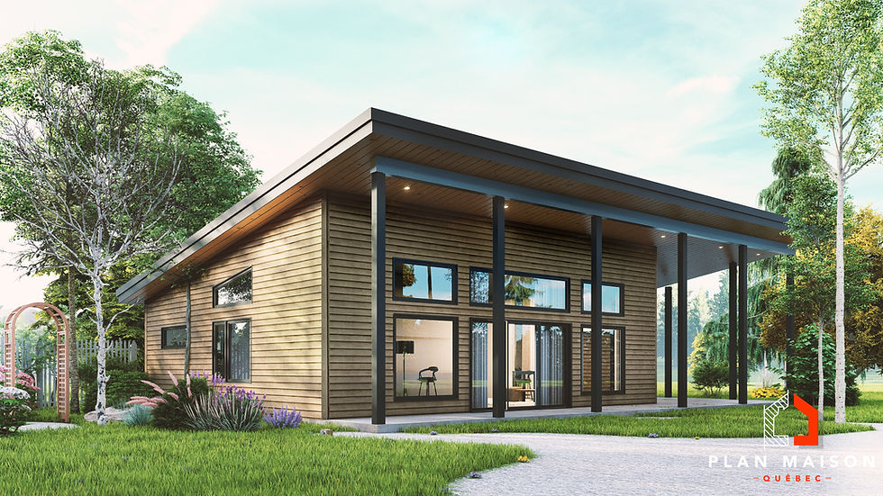 Maison de plain-pied avec 3 chambres en plan - Extérieur avant