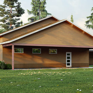 plan de bâtiment polyvalent avec atelier bureau et galerie couverte bois