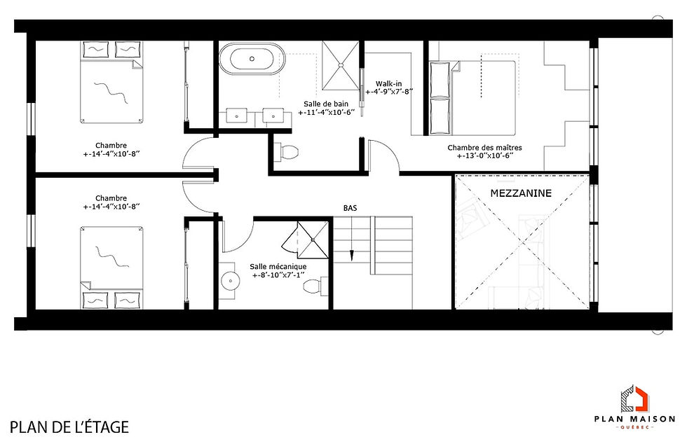 Thumbnail: Plan de maison scandinave avec garage - Plan de l'étage