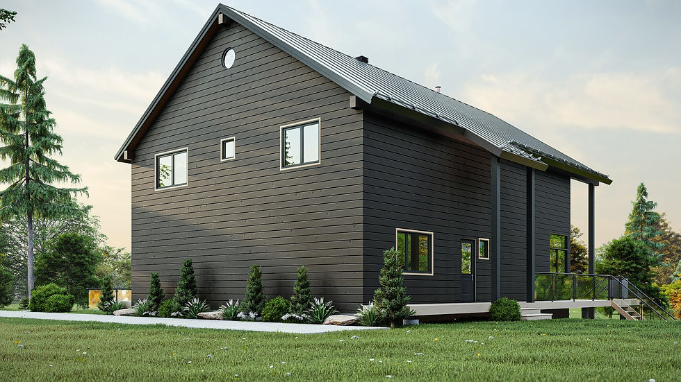 Miniature : Plan de maison rez-de-jardin avec garage - Extérieur arrière