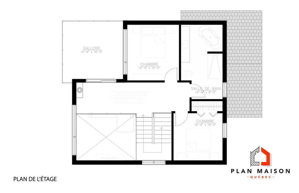 plan de maison moderne avec mezzanine plan étage chambres et mezzanine