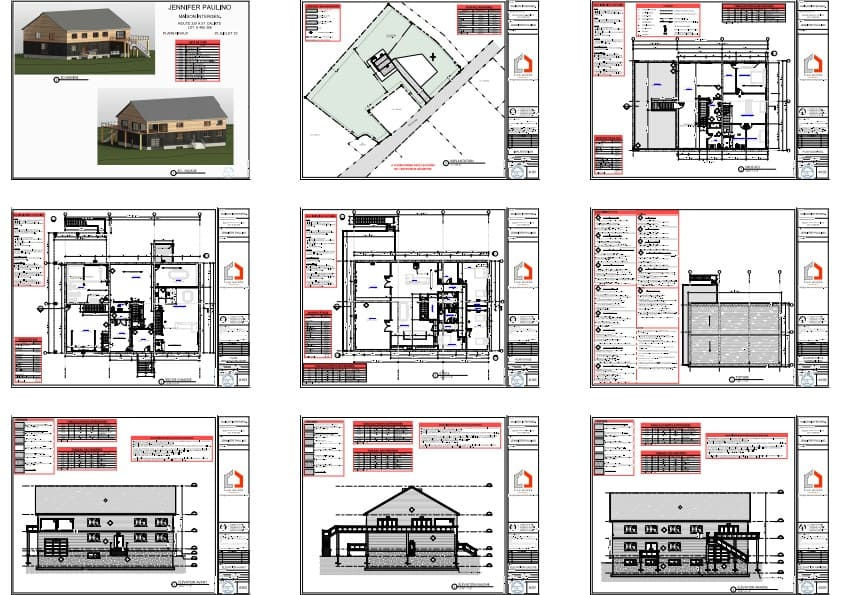 Plans techniques pour la conception d'une maison intergénérationnelle contemporaine.