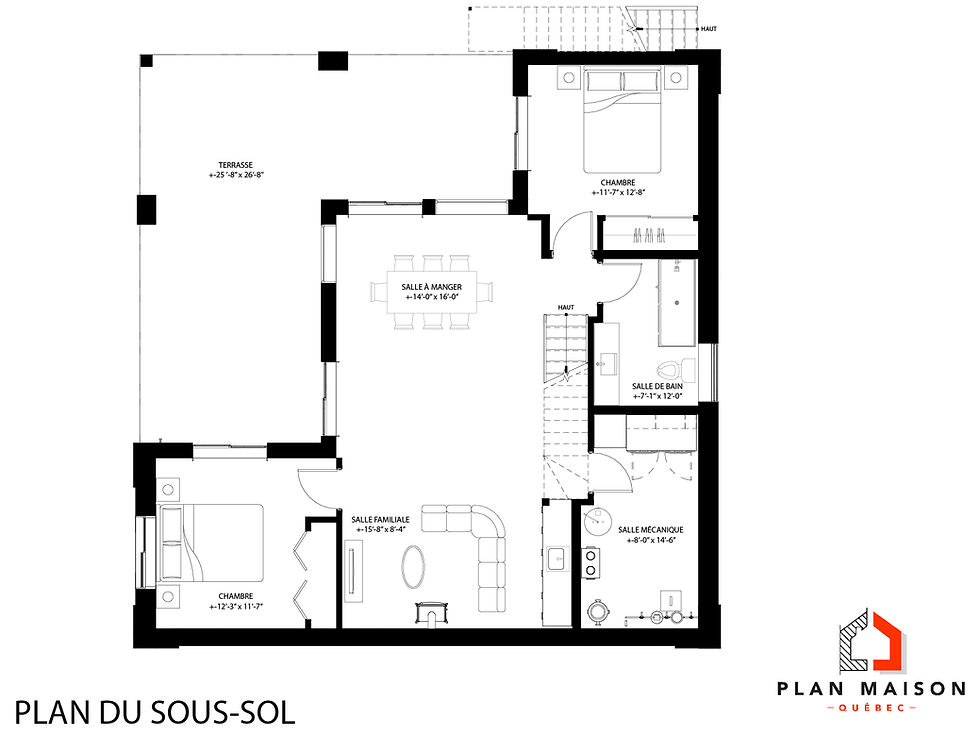 Thumbnail: Plan maison contemporaine - Plan du rez-de-chaussée