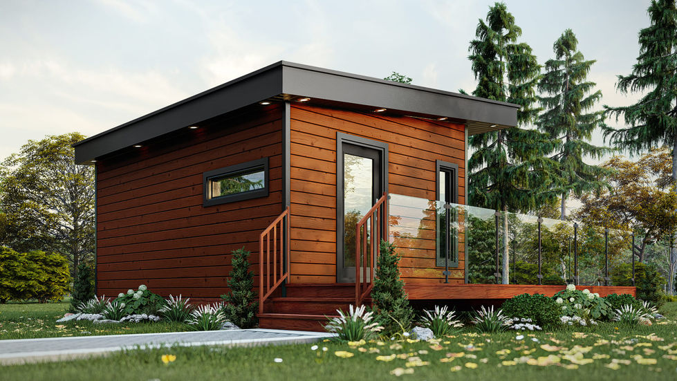 micro habitation contemporaine avec espace de travail vue arrière escalier