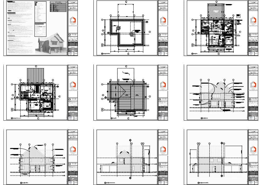 Plans techniques d’une maison farmhouse contemporaine à étage au Québec