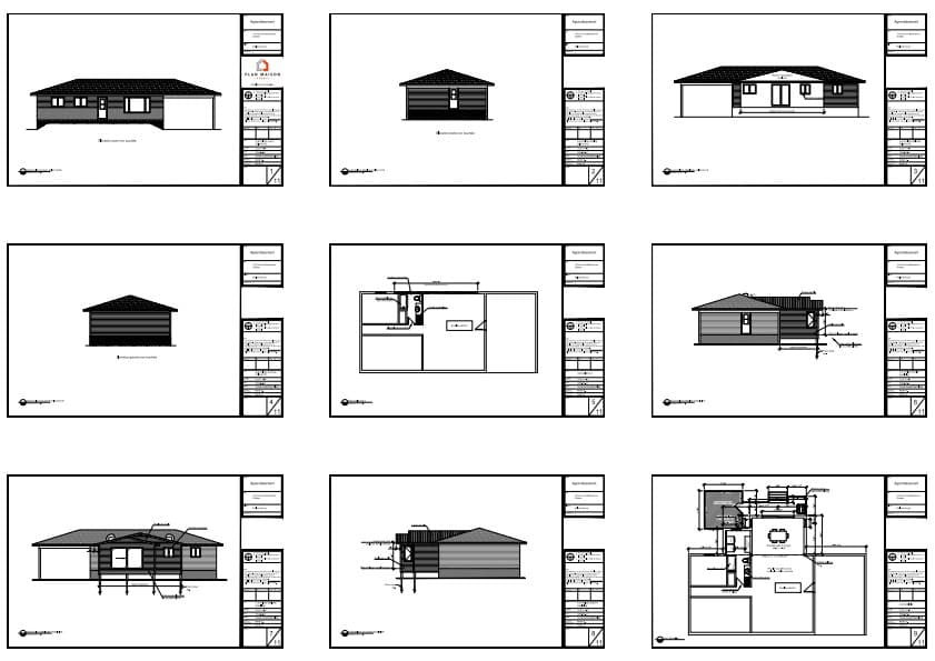 Plans d'élévation d'un agrandissement de cuisine et salle de bain sur pieux pour maison unifamiliale.