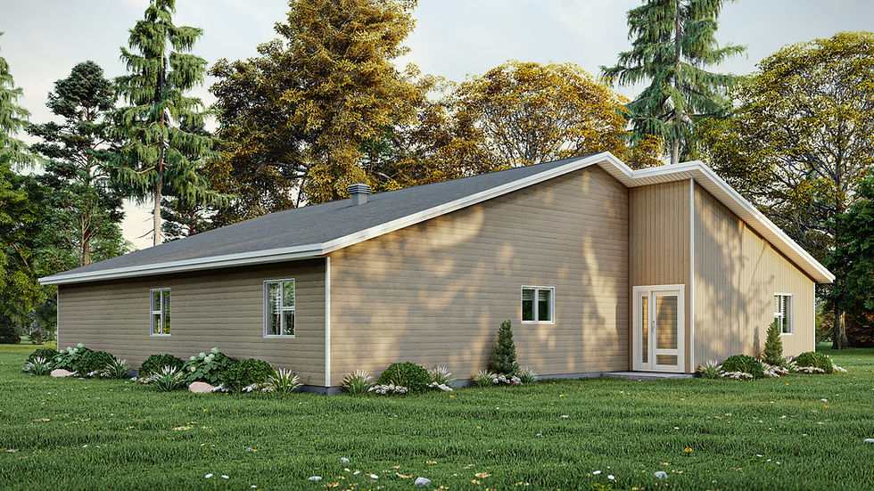 Plan de maison plain-pied 5 chambres sur dalle sans garage - Extérieur avant
