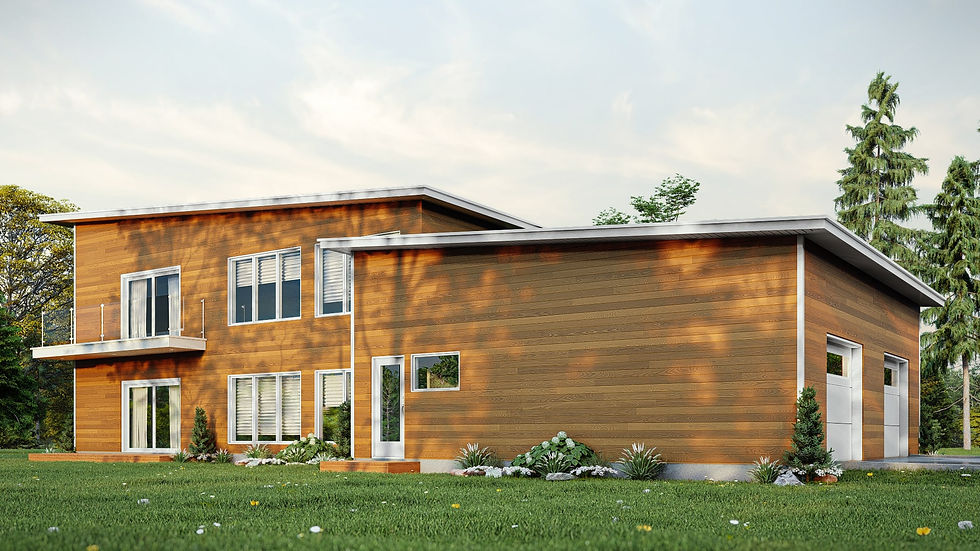 Plan de maison moderne à étage - Extérieur arrière