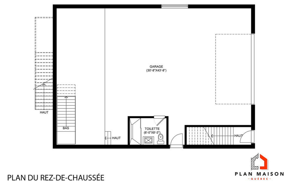 plan garage double avec toilette et espace rangement
