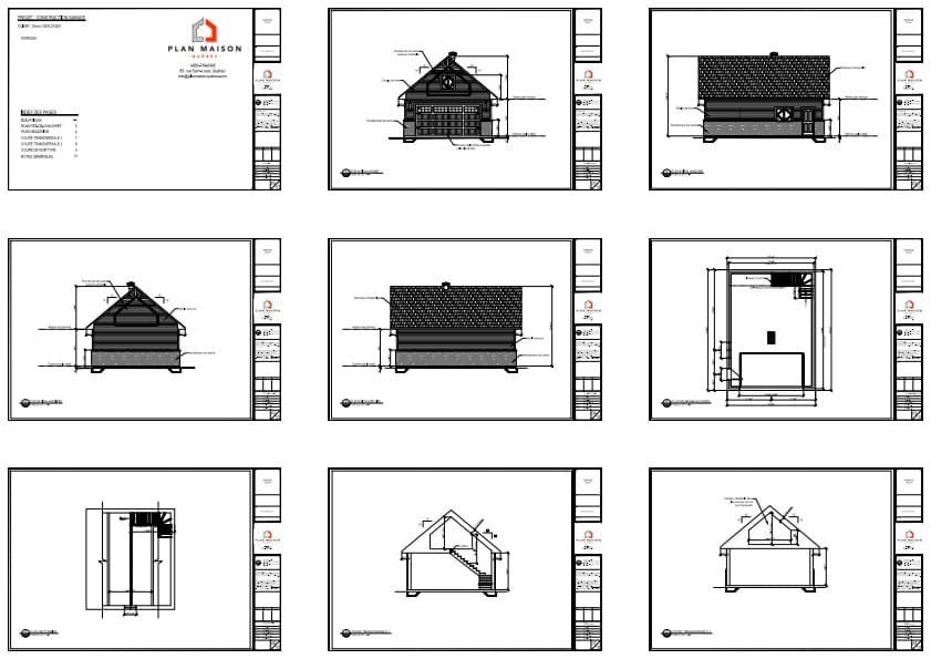 plans élévations et coupes garage double structure complète bâtiment