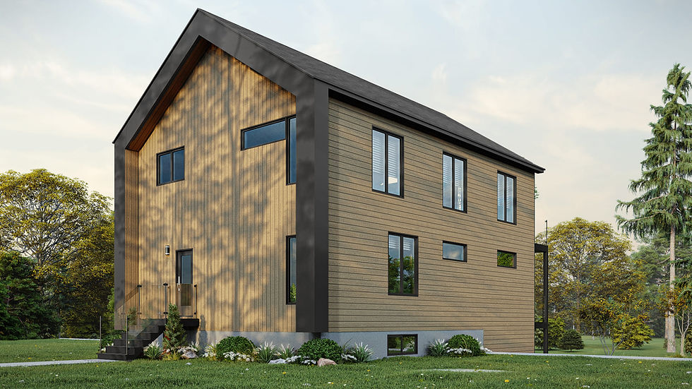 Plan de chalet scandinave 4 chambres avec rez-de-jardin - Extérieur avant